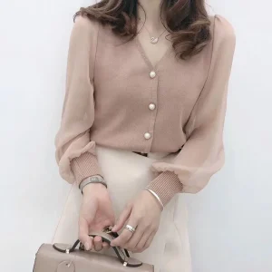 Women's Knit Lace Patchwork Blouse