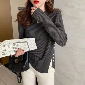 Elegant Ladies Knit Long Sleeve Pullover