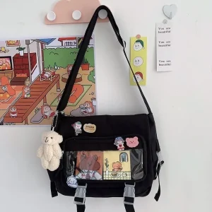 Large Crossbody Student Canvas Tote bag