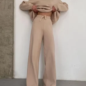 Womens Two-Piece Pullover with Wide Leg Pants
