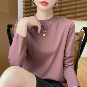 Women's100% Cotton Long-Sleeved Pullover