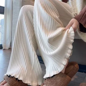 Women's Knit High Waisted Wide Leg Pants