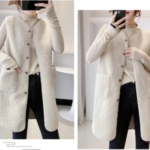 Faux Lamb Fur Waistcoat with Pockets